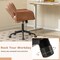 Costway Leathaire Home Office Chair with Ergonomic Backrest Padded Armrests Casters